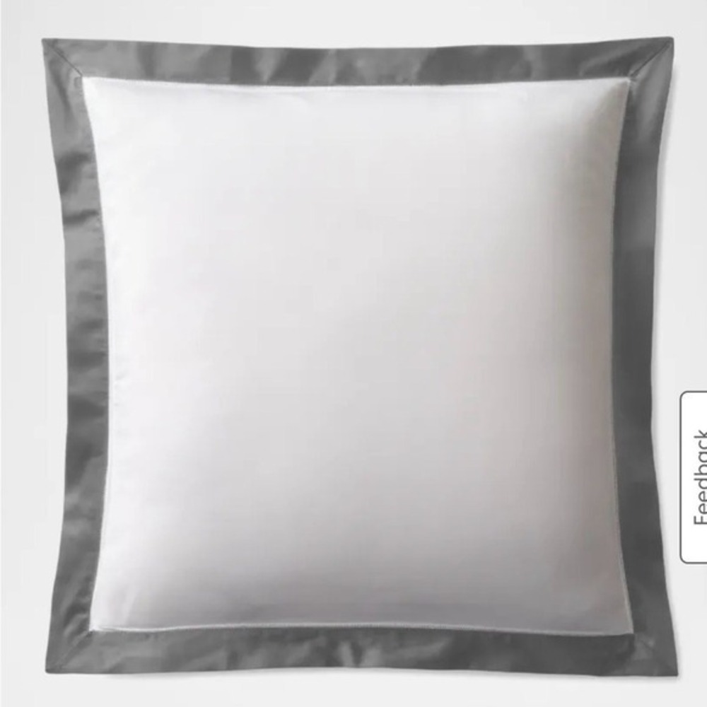 Ralph Lauren Home Organic Sateen Border European Sham 26"L x 26"W Graphite NWT